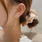 Flower Faux Pearl Chain Fringed Earring 1 Pair - Fe2539 - Gold - One Size