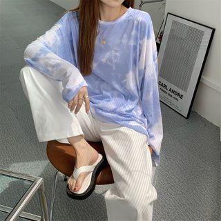 Tie Dye Long-sleeve Shirt Blue - One Size