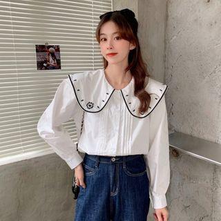 Collared Contrast Trim Blouse