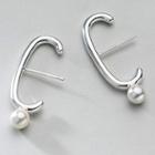 Faux Pearl Geometry Drop Earring 1 Pair - Silver - One Size