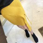 Drape-front Knit Pencil Skirt