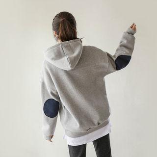 Elbow-patch Letter-appliqu  Hoodie