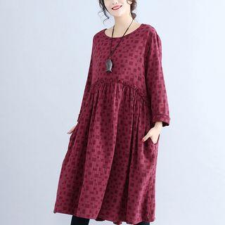 Long-sleeve Jacquard A-line Dress
