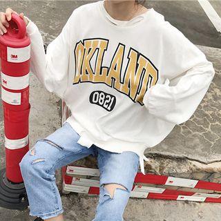 Ripped Printed Long-sleeve T-shirt
