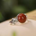 Faux Gemstone Sterling Silver Ring 1pc - Silver & Maroon - One Size
