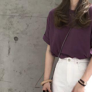 Crewneck Short-sleeve T-shirt Purple - One Size