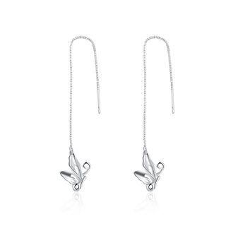 Simple Fashion Butterfly Tassel Earrings Silver - One Size