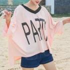 Letter Loose Fit Elbow-sleeve T-shirt
