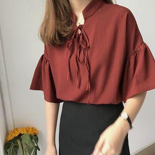 Bell Short Sleeve Lace-up Top