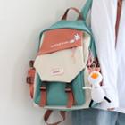 Rabbit Print Color Block Backpack / Bag Charm / Set