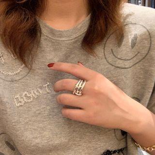 Alloy Layered Open Ring 1 Pc - Silver - One Size