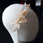 Wedding Rhinestone Flower Headband Set Of 2 - Hair Band & Clip-on Earrings - One Size