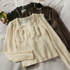 Square-neck Plain Velvet Blouse