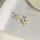 Flower Rhinestone Alloy Dangle Earring 2433 - Stud Earring - 1 Pair - 925 Silver Stud - Gold - One Size