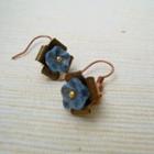 Copper Glass Flowers Earrings(blue) Gold - One Size