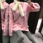 Cable-knit Boxy Sweater Pink - One Size