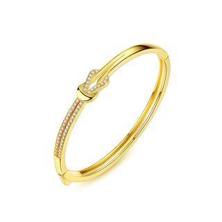 Fashion Simple Plated Gold Geometric Concentric Knot Bracelet With Cubic Zirconia Golden - One Size