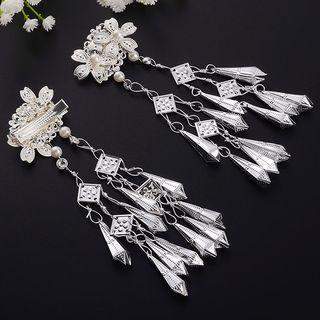 Retro Fringed Hair Clip 1 Pair - One Size