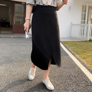 High-waist Plain Semi Skirt