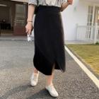 High-waist Plain Semi Skirt