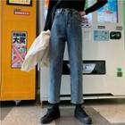 High-waist Straight-leg Cropped Jeans