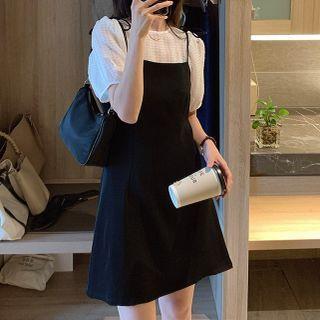 Short-sleeve Blouse / Mini Overall Dress