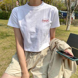Check Printed Cropped T-shirt