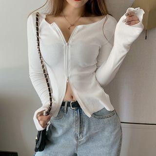 Zip-detailed Long-sleeve Top