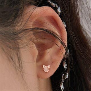 Bear Faux Cat Eye Stone Alloy Earring