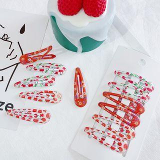 Cherry Print Hair Clip Set Of 6 - One Size