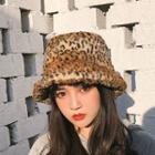 Leopard Print Chenille Bucket Hat Leopard - M