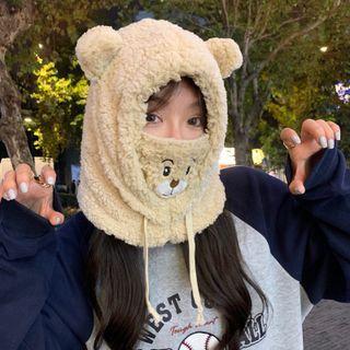 Bear Themed Fluffy Balaclava Hat