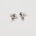 Metallic Faux-pearl Earrings Silver - One Size