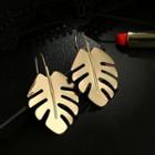 Alloy Leaf Dangle Earring Gold - One Size