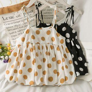 Polka-dot Pleated Loose Top