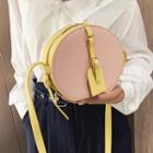 Two-tone Faux Leather Round Crossbody Bag