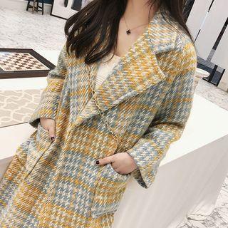 Tweed Houndstooth Long Coat