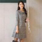 Tall Size 3/4-sleeve Tweed Dress