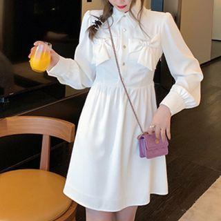 Ribbon Long-sleeve Shirtdress