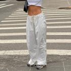 Plain Low Rise Straight Leg Wide Fit Pants