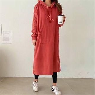 Letter Print Hood Brushed Fleece Dress