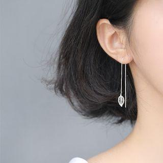 Sterling Silver Single Leaf Threader Earring