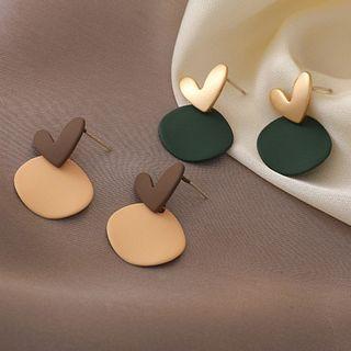Matte Heart & Disc Dangle Earring