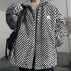 Wave Pattern Fleece Zip Jacket