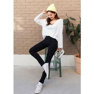 Tall Size Tummy-control Fleece-lined Skinny Pants