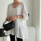V-neck Tiered Peasant Blouse