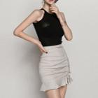 Set: Sleeveless Halter Top + Mini Fitted Skirt