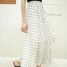 Polka Dot A-line Maxi Skirt White - One Size