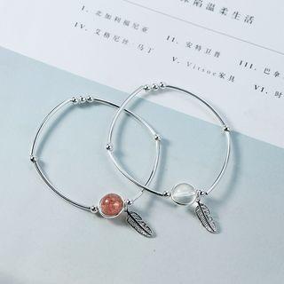 Crystal Bead Alloy Feather Bracelet