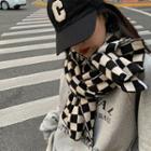 Checkerboard Knit Scarf Check - Black & Off-white - One Size